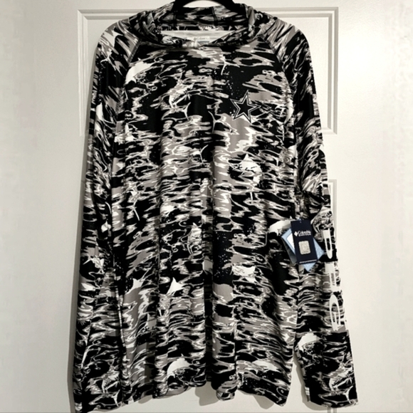 New Columbia Dallas Cowboy's Navy, White, & Gray Camo Pattern LS Hooded Tee - XL - Picture 6 of 6